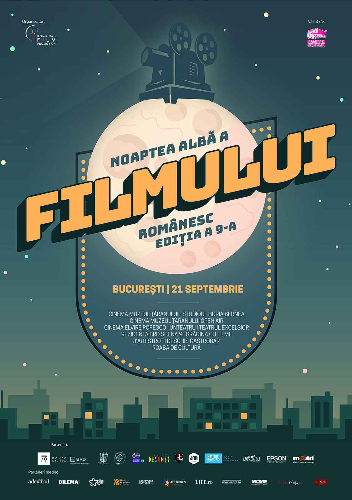 Vine Noaptea Albă a Filmului Românesc – producții premiate, premiere și invitați speciali în 9 locații din București