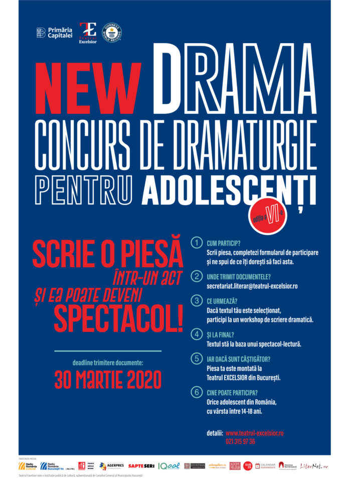 Afis NEW DRAMA VI 2020- concurs de dramaturgie afiș