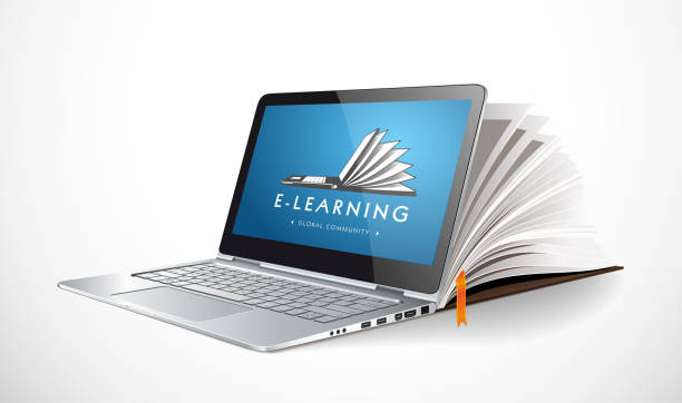 Elearning – book as laptop  electronic book concept
