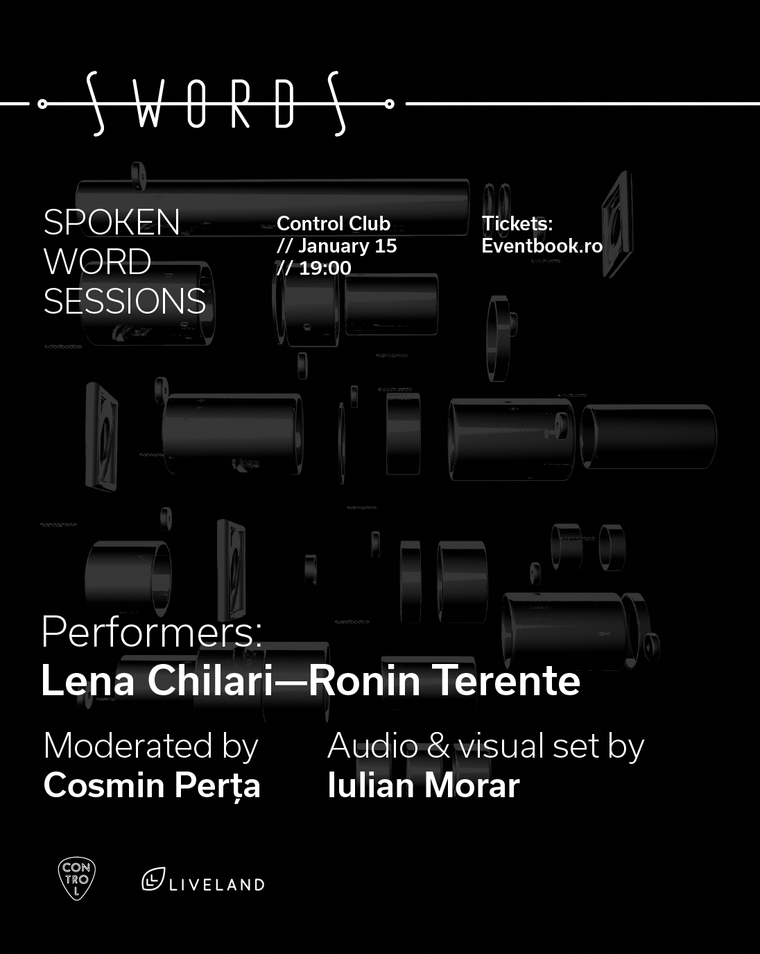 SWORDS - Spoken Word Sessions: Ronin Terente și Lena Chilari în dialog cu Cosmin Perța, la Control Club